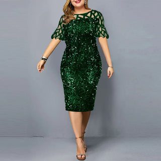 Lady Curvy Shiny Bodycon Party Dress
