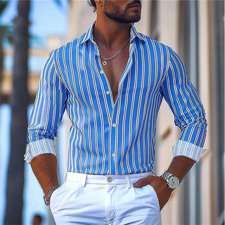 Men's Formal Long-sleeve Striped Shirt