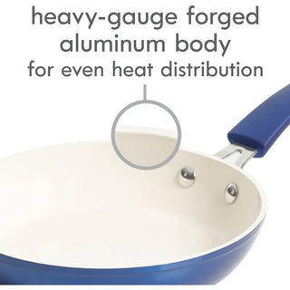 Arlington Nonstick Ceramic Coated Forged Aluminum Induction Cookware with Bakelite Handles, 12-Piece Set, Metallic Blue