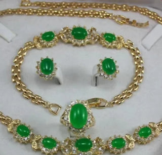 Luxury Plating Green Malay Jewelry Set