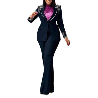 Pearl Splicing Fashion Pants Suit