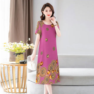 Short Sleeved Printed Women Night Sleepwear