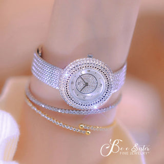Luxury Watches For Women Diamond Dial Quartz Wristwatch Fashion Elegant Dress Ladies Watch Golden Wheat Strap Vintage Watch 2025