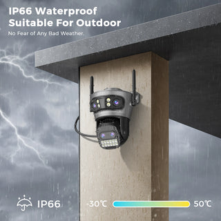 ABUNTU PTZ Wifi Camera 10X Zoom Four Lens Four Screens Outdoor IP66 Waterproof Surveillance Camera Night Vision CCTV Security