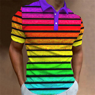 Graffiti Stripe Print Polo Shirt