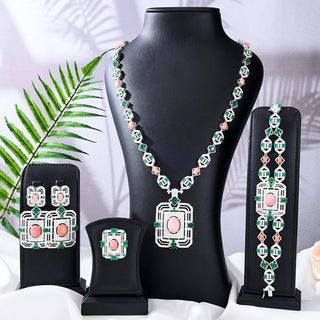 Missvikki Luxury Long Drop Necklace Earrings Jewelry Sets Super CZ for Noble Women Bridal Wedding Gorgeous Sparkling Best Gift