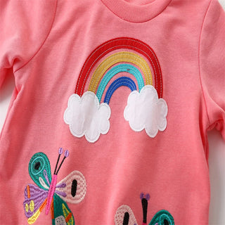 Jumping Meters 2-7T Girls Sweatshirts Rainbow Butterfly Girls Cute Toddler Kids Clothing Autumn Spring Sport Baby Hooded Shirts