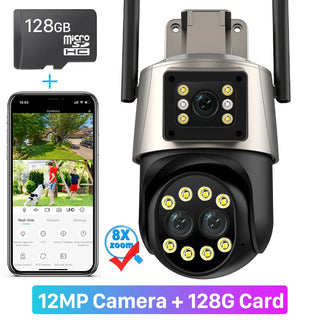 ABUNTU 12MP 6K Wifi Surveillance Camera 8X Digital Zoom Outdoor PTZ Wifi Camera Human Detection Alarm 4K Security Camera ICSEE