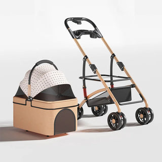 【One-Pull Open】2 in 1Foldable Pet Travel Carrier for Small/Medium Dogs Cats up to 50lbs Detachble Portable Pet Bag stroller pet