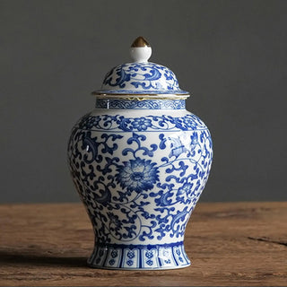 Decorative Floral Ceramic Storage Jar