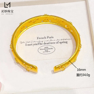 Lucky Blessing 24K Gold Open Bangle