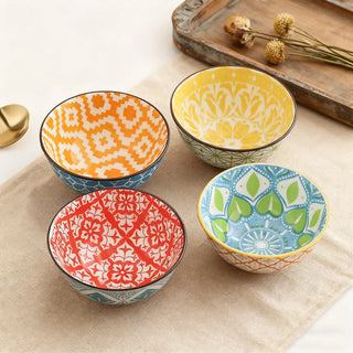 Bohemian 4-Pcs Ceramic Snack Bowls Set