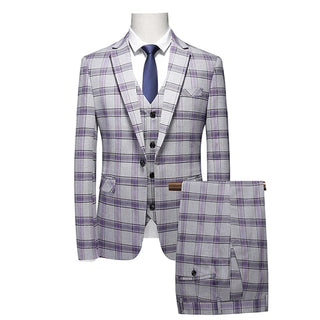 Men's Wedding Party 3pcs Plaid Suit
