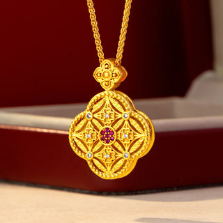 Luxury 24K Gold Diamond Pendant Necklace