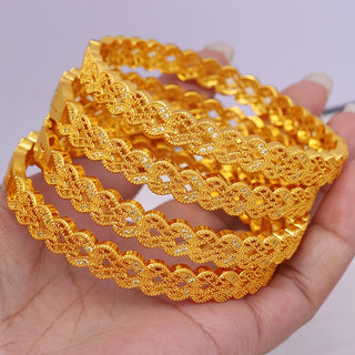GirlS With white rhinestones Dubai Bangles For Women Bengal Africa luxury Jewelry Saudi Arab Bracelets Habesha Indian Bride Gift