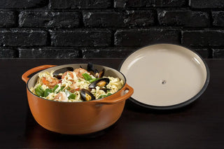 6 Quart Enameled Cast Iron Dutch Oven with Lid - Dual Handles - Oven Safe up to 500° F or on Stovetop - Use to Marinate, Cook, B
