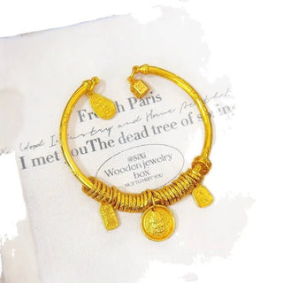Yellow Gold Coiled Adjustable Open Bangle - Epictzar Intl.