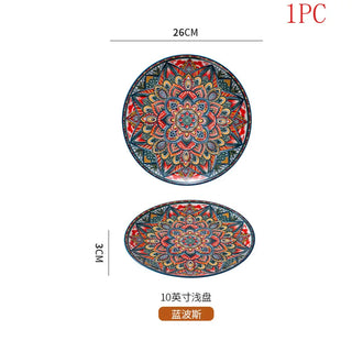 Bohemian Ceramic Plate Home Western Cuisine Plate Creative Cuisine Plate Restaurant