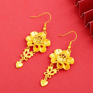 Women's 24K Gold Flower Tassel Earrings - Epictzar Intl.