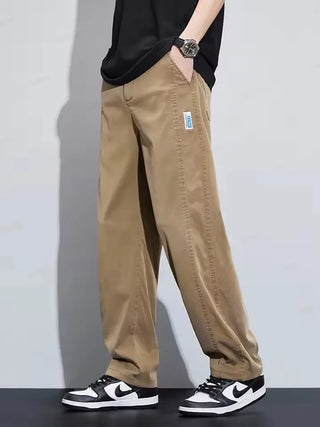 High Quality Summer Ultrathin Soft Lyocell Fabric Men's Casual Pants Elastic Waist Breathe Loose Straight Trousers Plus Size 5XL