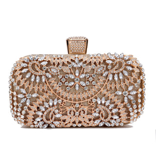 Metal Handle Diamond Evening Clutch Purse