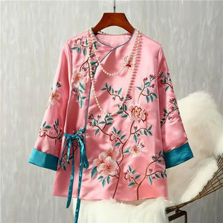 Vintage Oriental Embroidery Fashion Blouse
