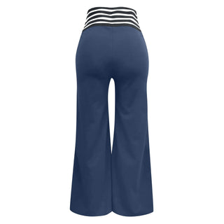 Women Hollow Belt Trousers Fashion Temperament Commuting Flared Trousers Daily Classic Solid Causal High Waist Wide Leg Pants