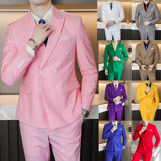 S-6XL Blazer Pants Men's Double-breasted Suit Jacket and Trousers Men's Casual Business Suits Groom's Wedding Dress Party Tuxedo