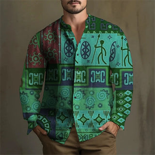 Ethnic Style Print Cardigan Shirt