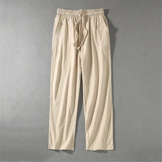 Men Fashion Elastic Waist Linen Pants