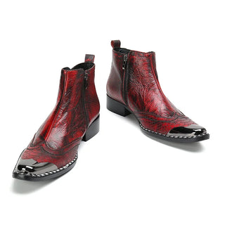 Elegant Genuine Leather Metal Toe Booties