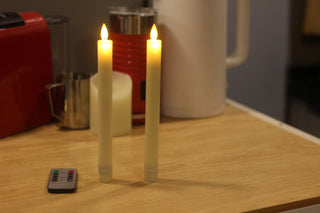Moving Flame Taper Candles with Remote and Timer, Flameless LED Candlesticks Flickering with Moving Wick, Christmas Decorations
