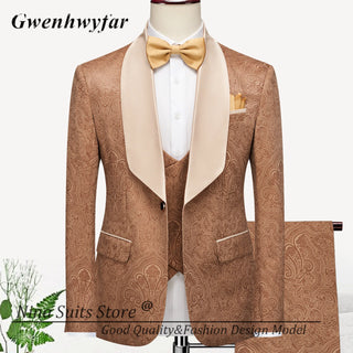 G&N 2023 New Series Men Suits Blazer Beautiful Lilac Purple Floral Pattern Tuxedos 3 Pieces Formal Party Costume Homme Slim Fit