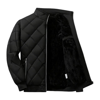 New Slim Fit Coat Bomber Jacket Men Diamond Pattern Fleece Lined Casual Jacket Men Fashion Clothing 6XL Large Size