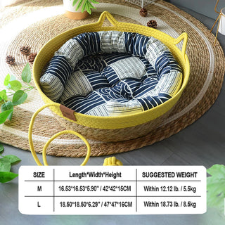 Indoor Straw Plaited Basket Pet Bed
