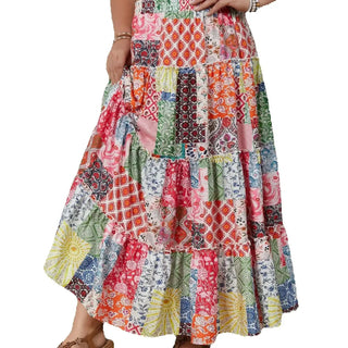 Women's Spliced Printed Style A-line Skirt