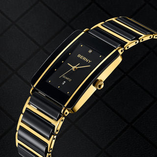 Luxury Rectangle Ceramic Quartz Wristwatch