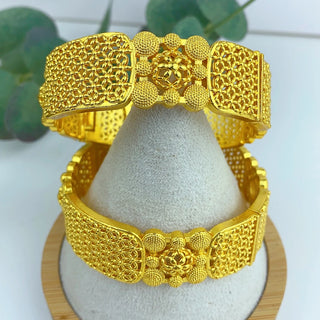 ANIID Luxury African Charm 24k Gold Plated Bangles For Women Arabic Bridal Dubai Indian Bracelet Nigerian Wedding Jewelry Party
