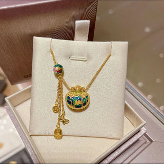 Ancient Enameled Pure Golden Necklace