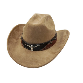 Suede Leather Cowboy Fedora Hat