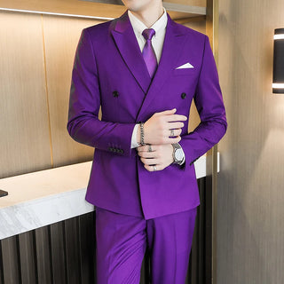 S-6XL Blazer Pants Men's Double-breasted Suit Jacket and Trousers Men's Casual Business Suits Groom's Wedding Dress Party Tuxedo