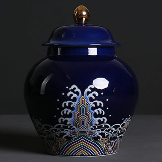 Enamel Colored Ceramic Storage Jar