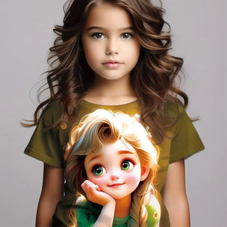 Cartoon Animals Print Girl T-Shirt