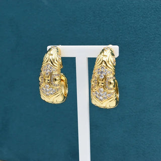 BELLUX Italy Vintage Style Classic 925 Silver Gold Plated Synthetic Zircon Light Luxury Earrings Fine Jewelry