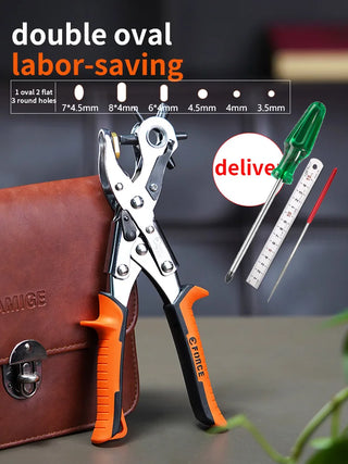 Multi-function Punch Pliers Round Hole Oval Hole DIY Tool Watchband Strap Household Leathercraft Leather Belt Hole Punch Plier