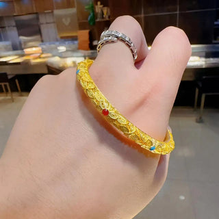 9999 24K real gold Palace ancient law retro imitation enamel boutique everything floral silk light luxury high design bracelet