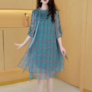 Elegant Ruffled Neck Lace Up Women's Midi Dress - Epictzar Intl.