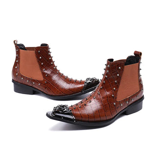 Men Luxury Pointed Toe Ankle Boots