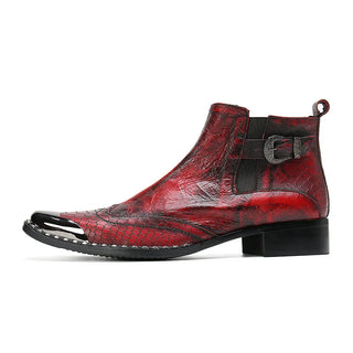 Elegant Genuine Leather Metal Toe Booties