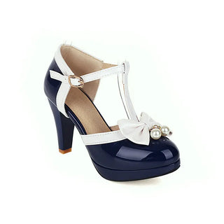 Leisure Thick Heel Enameled Leather Sandals
